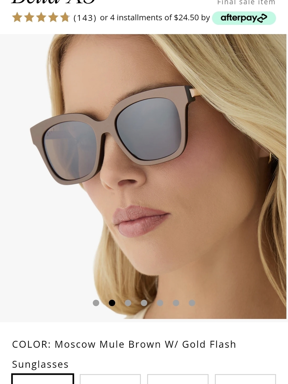 Diff Eyewear Moscow Mule Brown Sunglasses with Gold Flash